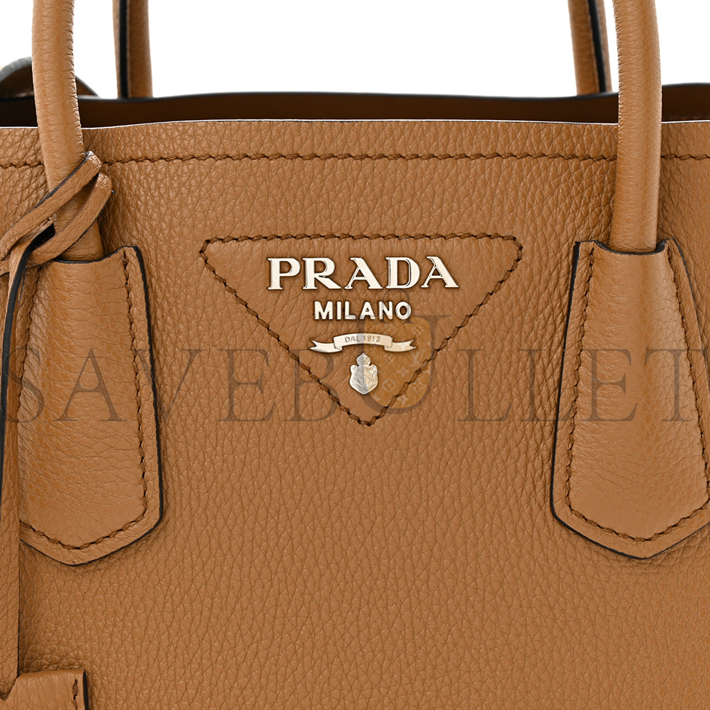 PRADA VITELLO DAINO SOFT MINI DOUBLE BAG CARAMEL (25*18*10cm)