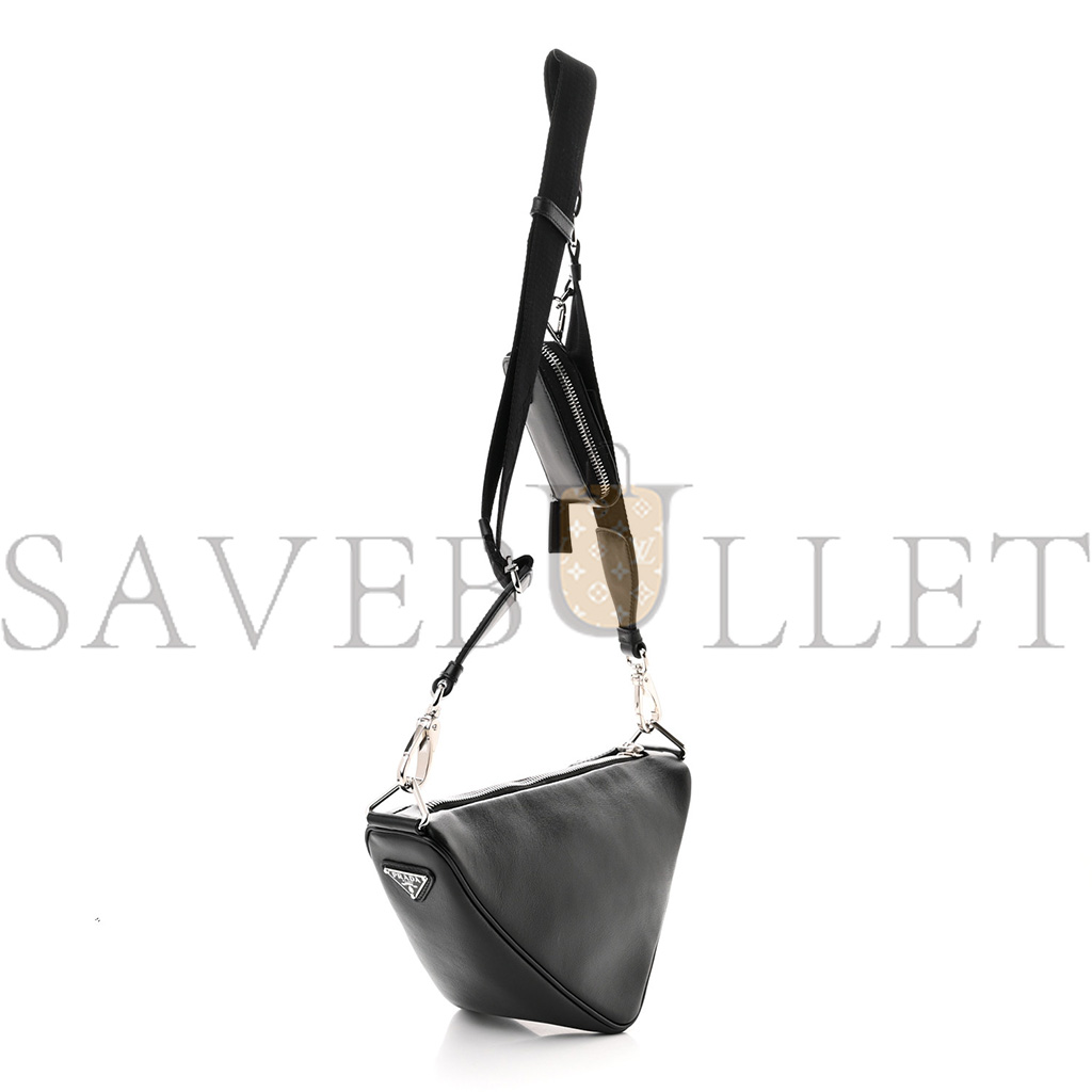 PRADA GRACE LUX TRIANGLE SHOULDER BAG BLACK (25*15*11cm)