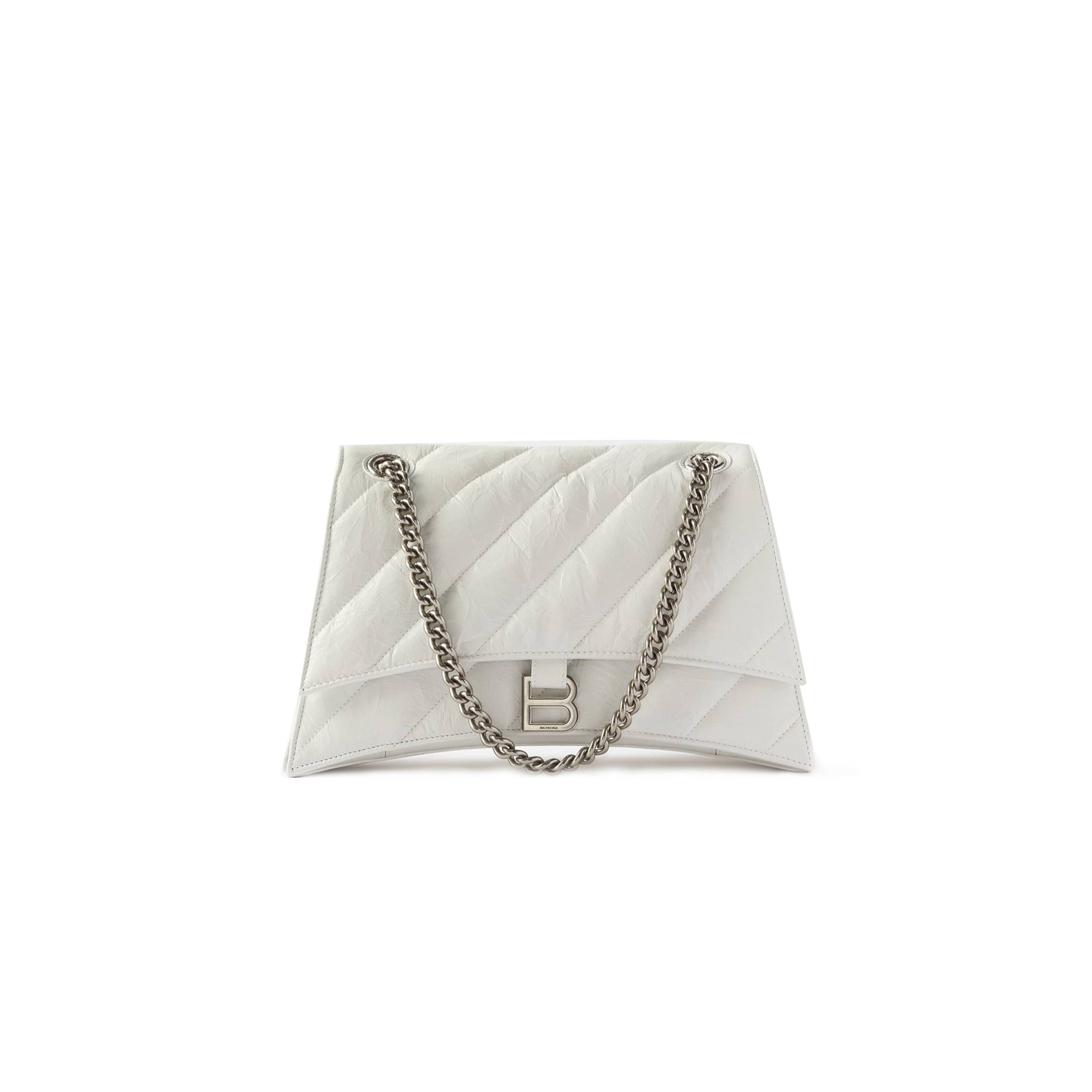 BALENCIAGA WHITE CRUSH S QUILTED CREASED-LEATHER SHOULDER BAG MATCHESFASHION US (25*14.9*10cm)