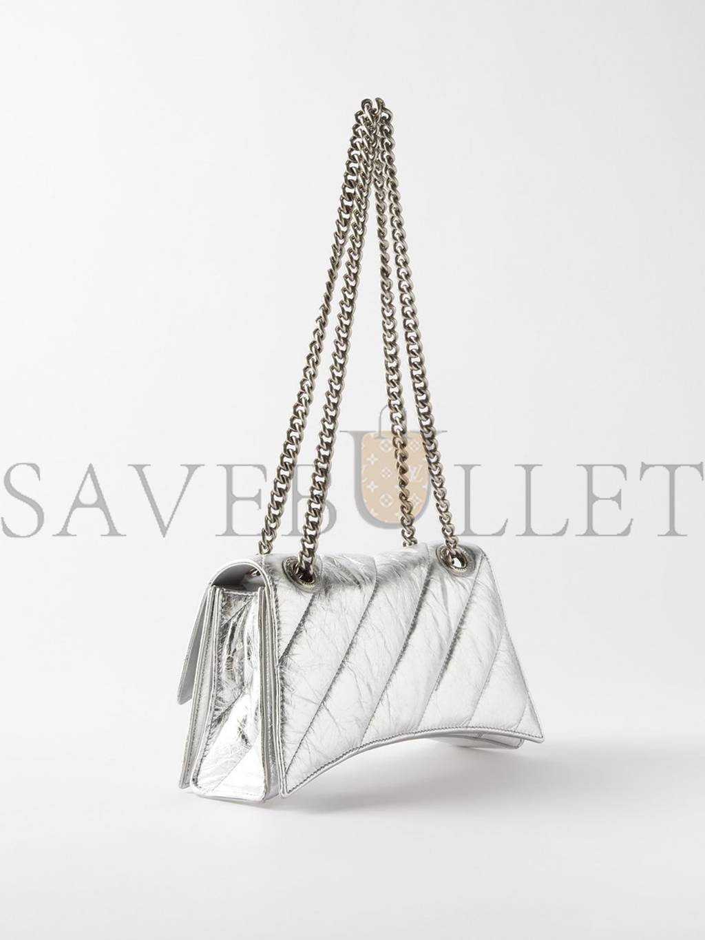 BALENCIAGA SILVER CRUSH S QUILTED CREASED-LEATHER SHOULDER BAG MATCHESFASHION US (25.4*14.9*10cm)