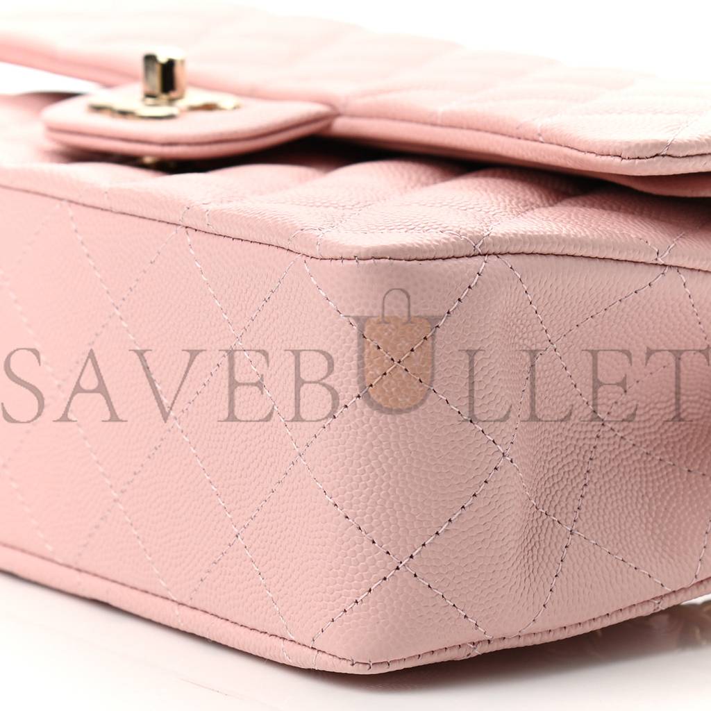 CHANEL CAVIAR QUILTED MEDIUM DOUBLE FLAP LIGHT PINK ROSE GOLD HARDWARE (25*15*6cm)