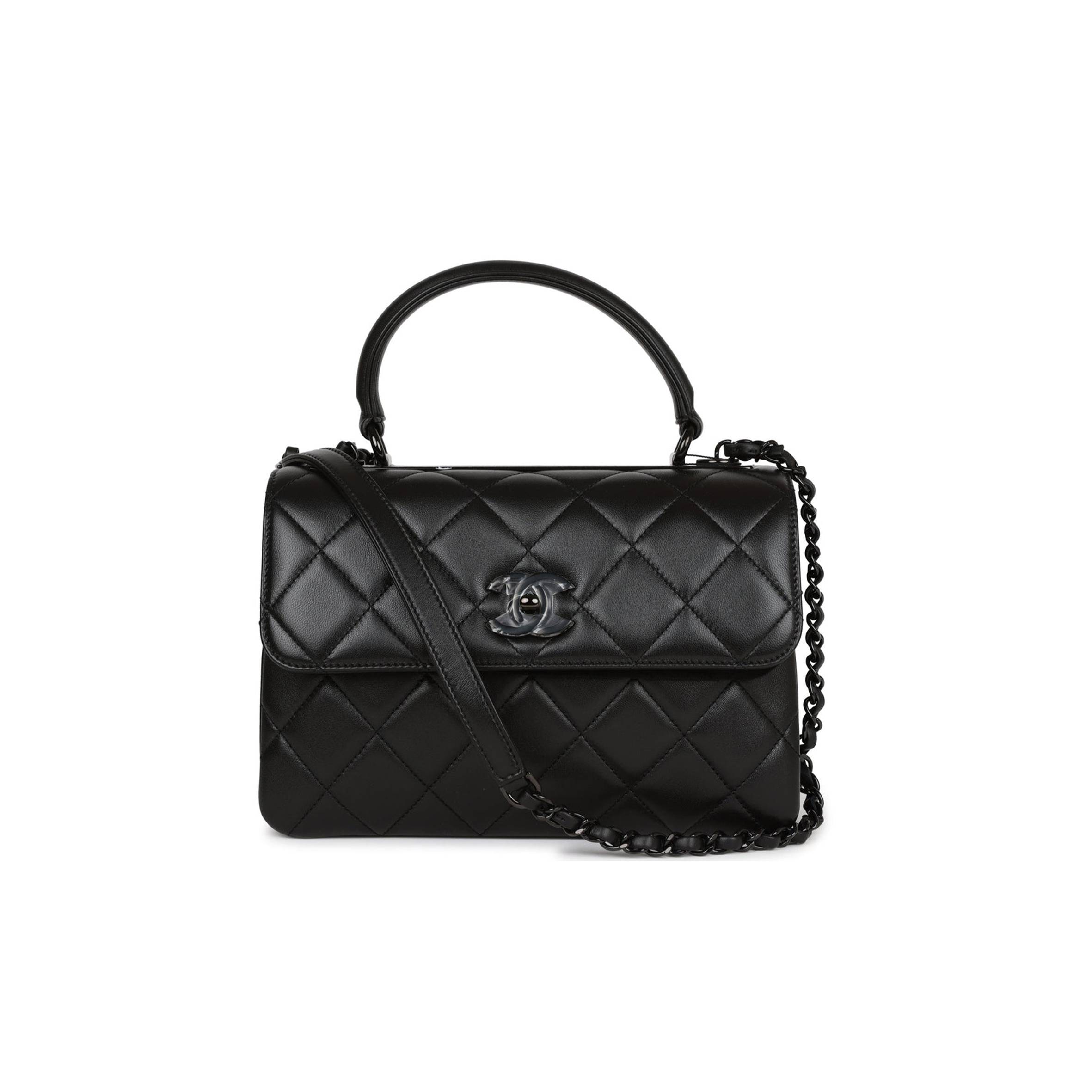 CHANEL LARGE TRENDY CC BAG SO BLACK LAMBSKIN BLACK HARDWARE (25*17*12cm)