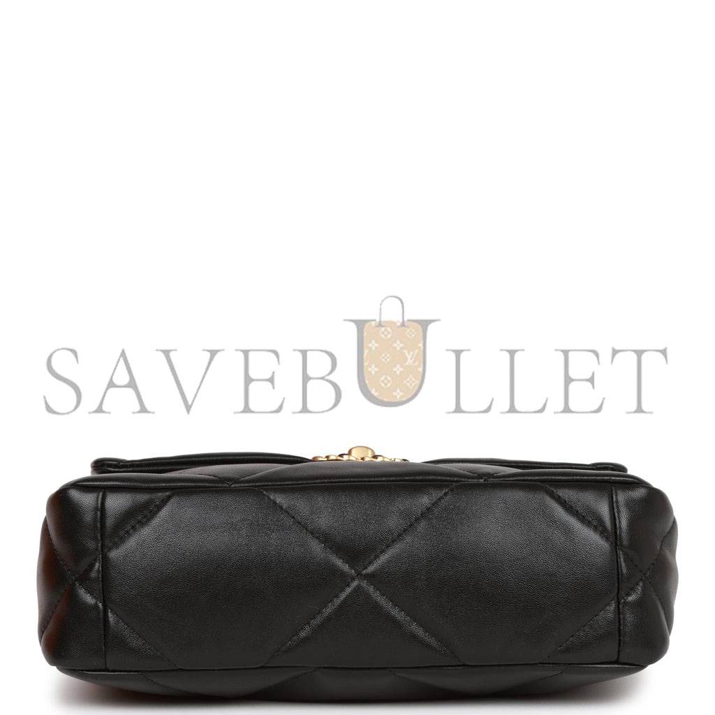 CHANEL MEDIUM 19 FLAP BAG BLACK LAMBSKIN MIXED HARDWARE (25*16*9cm)