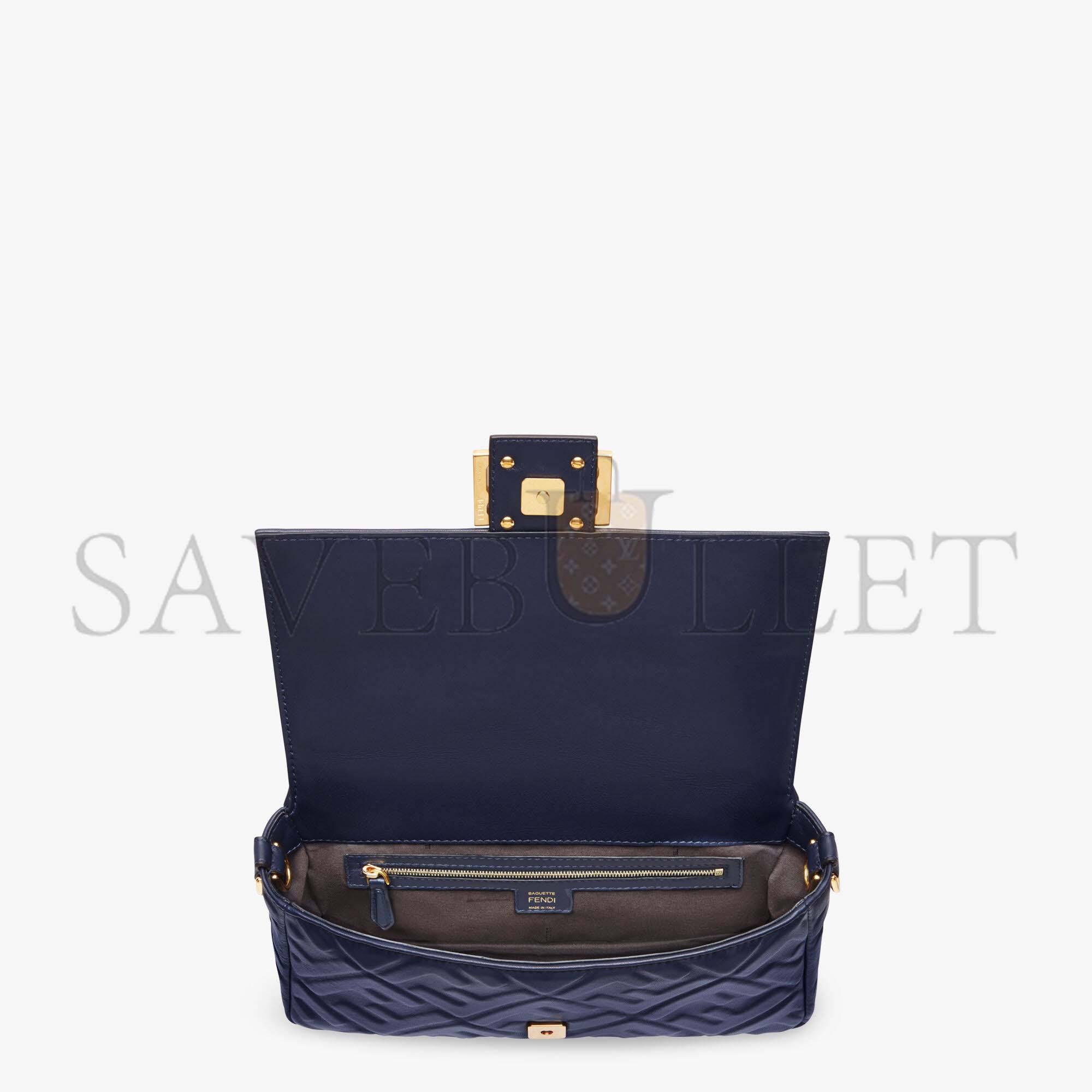 FENDI BAGUETTE - BLUE NAPPA LEATHER BAG 8BR600A72VF19PO (27*15*6cm)