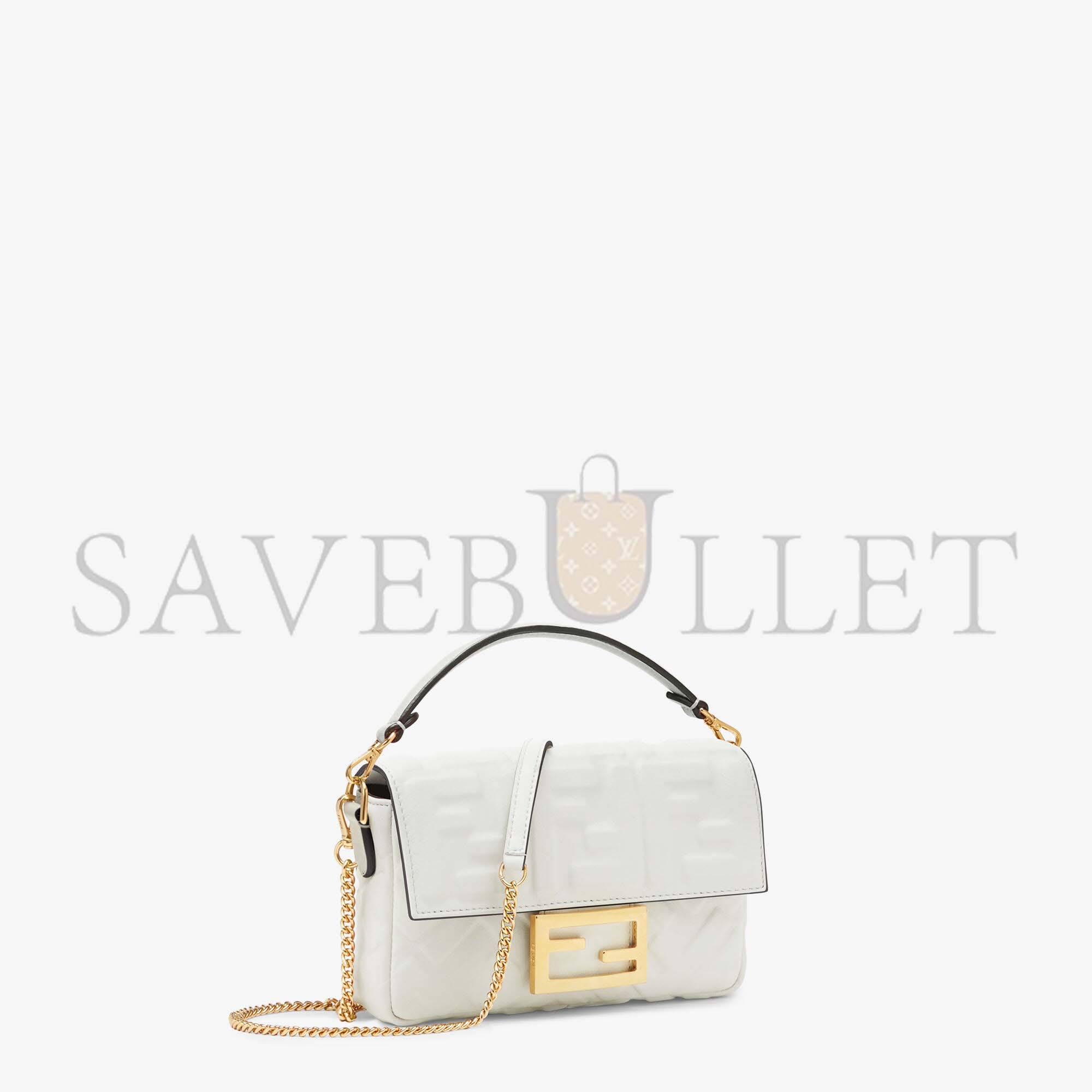 FENDI BAGUETTE MINI - WHITE LEATHER BAG 8BS017A72VF15AO (19*11.5*4cm)