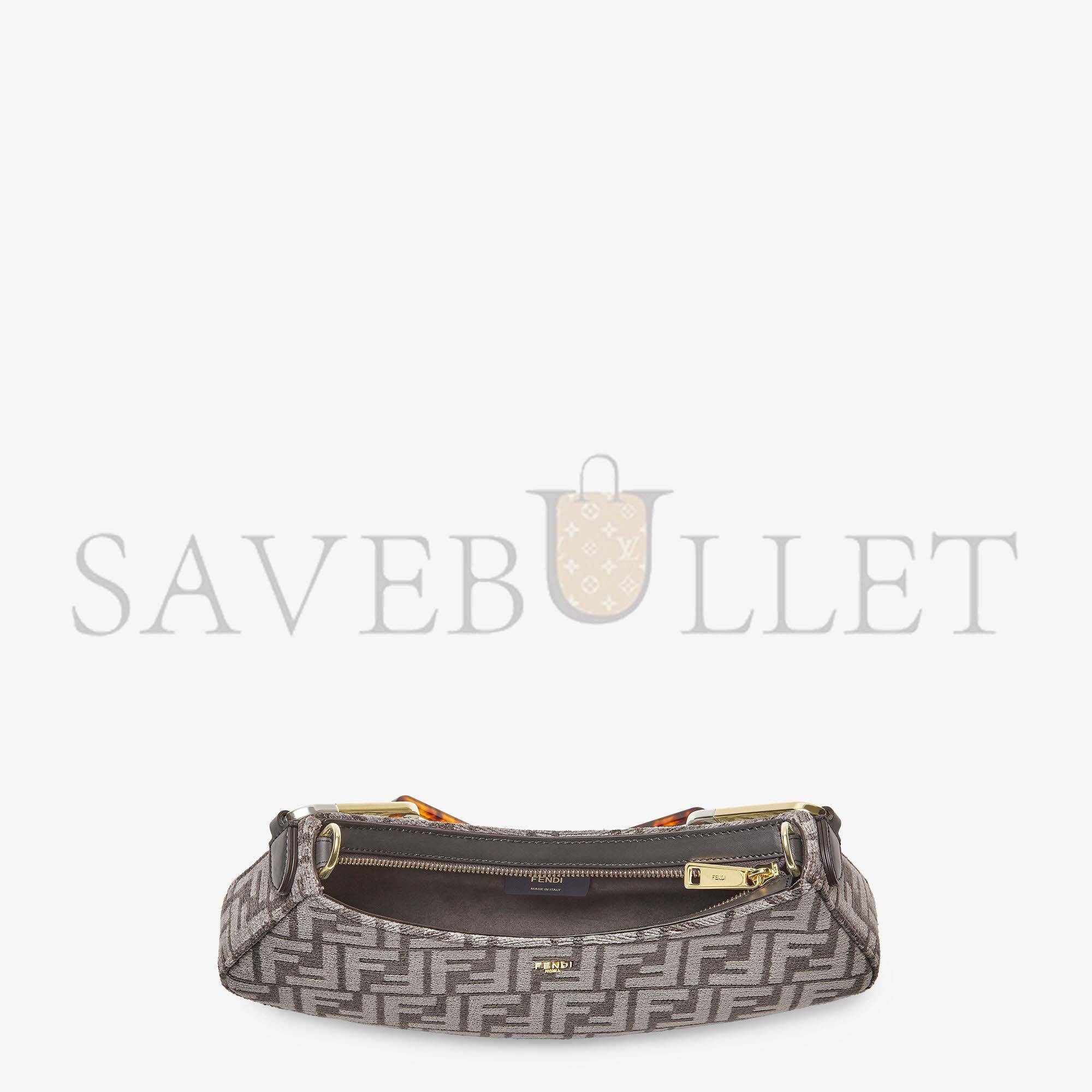 FENDI O’LOCK SWING - DARK GRAY TAPESTRY FABRIC POUCH 8BS068AL9QF1IVG (32*11*5cm)