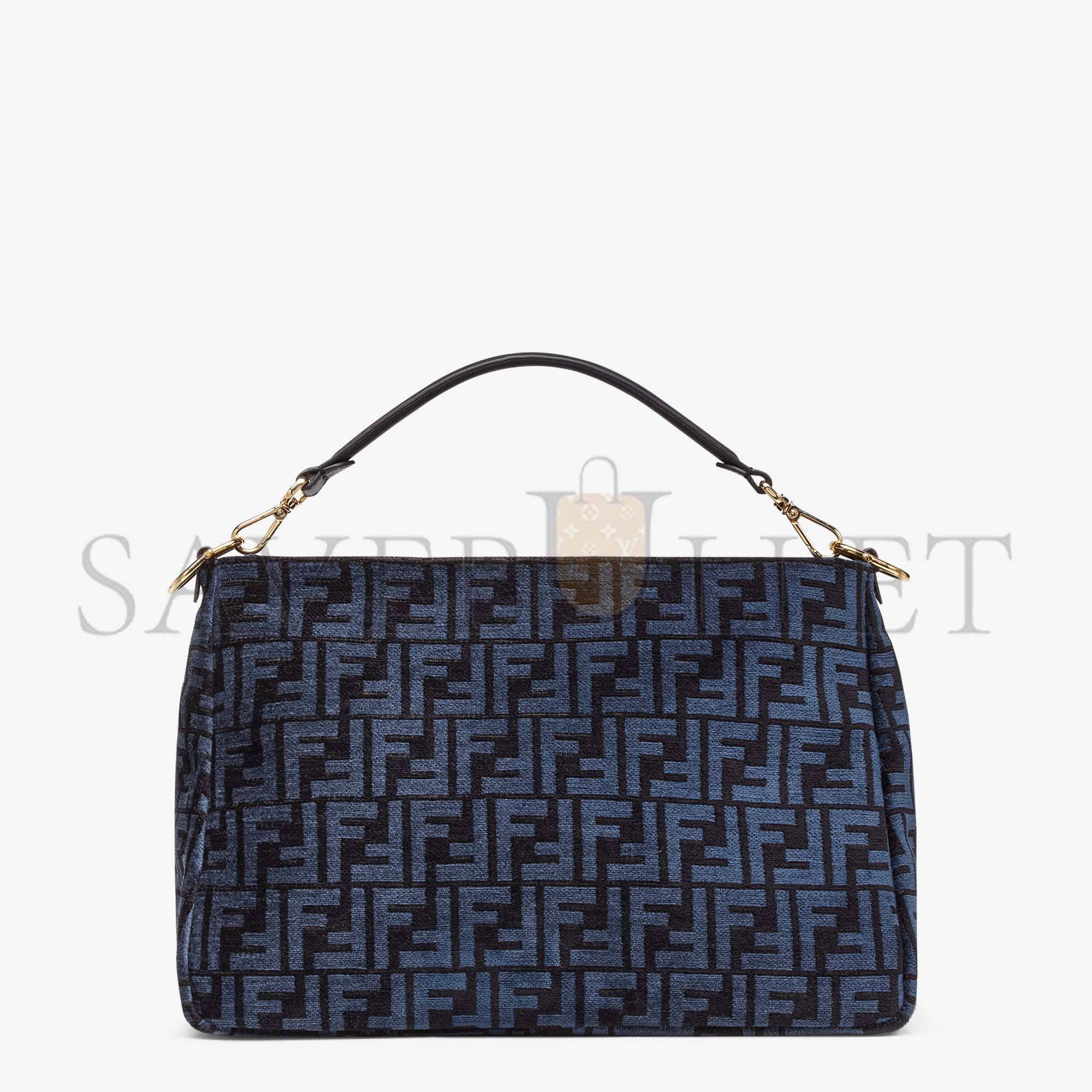 FENDI O’LOCK ZIPPER - DARK BLUE TAPESTRY FABRIC BAG 8BR805ALFVF1IVU (36*23.5*14cm)