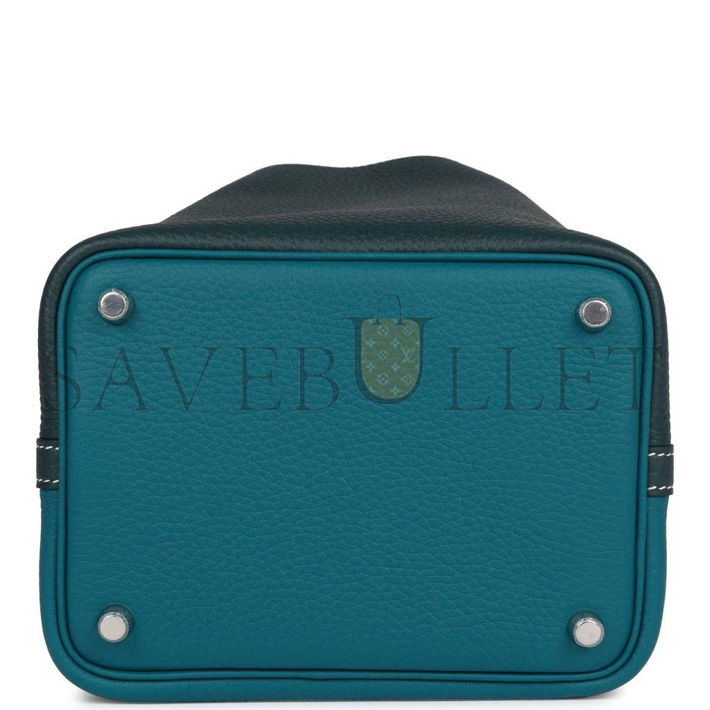 HERMES PICOTIN LOCK 18 CASAQUE VERT CYPRESS AND VERT BOSPHORE PALLADIUM HARDWARE(18*13*18cm)