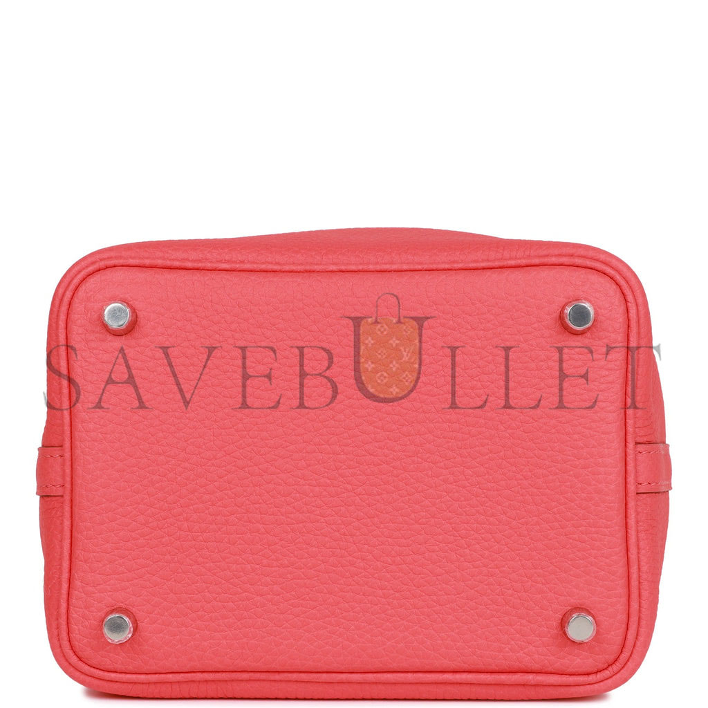 HERMES PICOTIN LOCK 18 ROSE TEXAS CLEMENCE PALLADIUM HARDWARE (18*13*18cm)