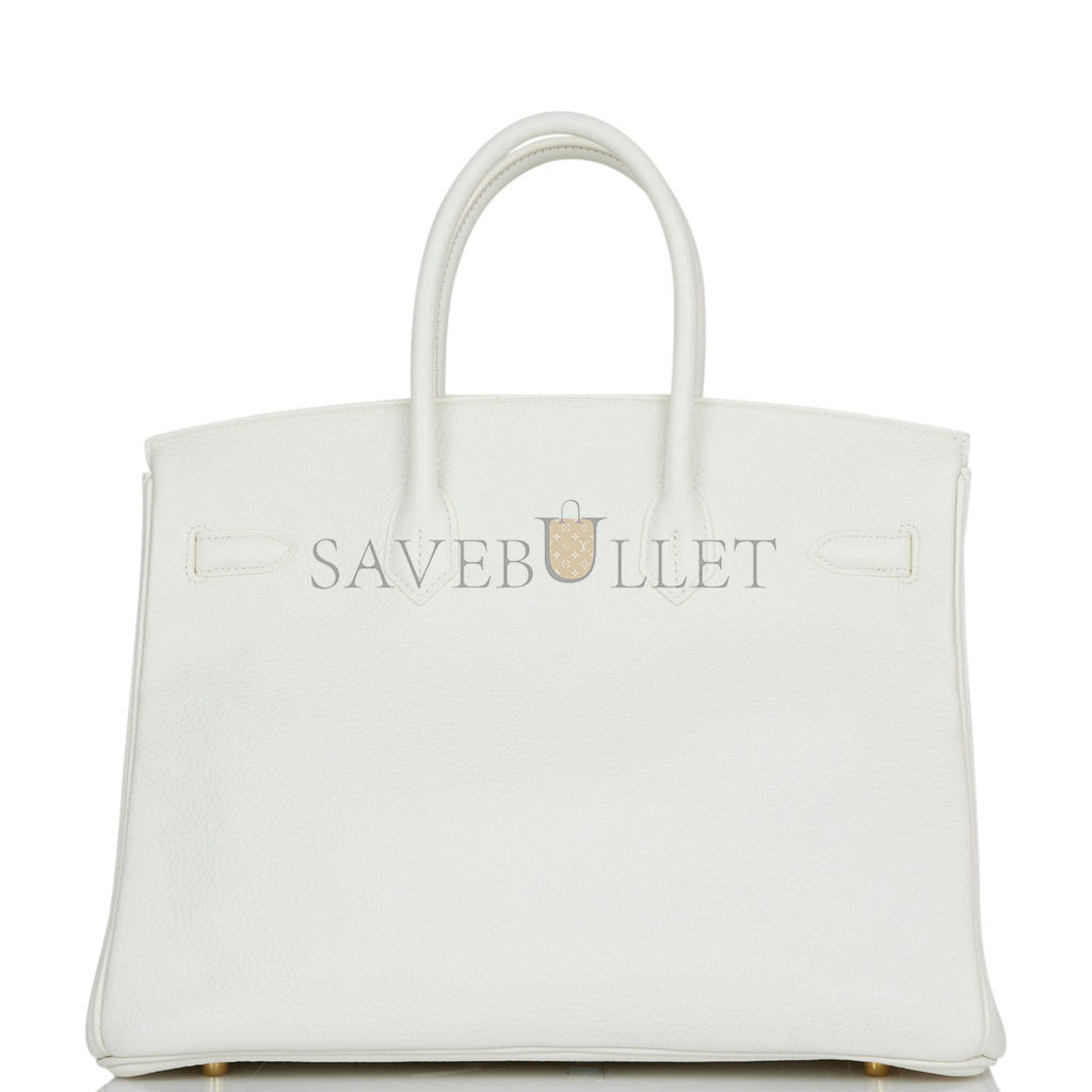 HERMES BIRKIN 35 WHITE CLEMENCE GOLD HARDWARE (35cm)