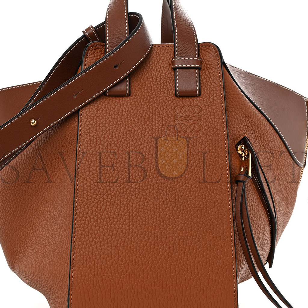 LOEWE GRAINED CALFSKIN SMALL HAMMOCK SHOULDER BAG TAN (29*25*13cm)