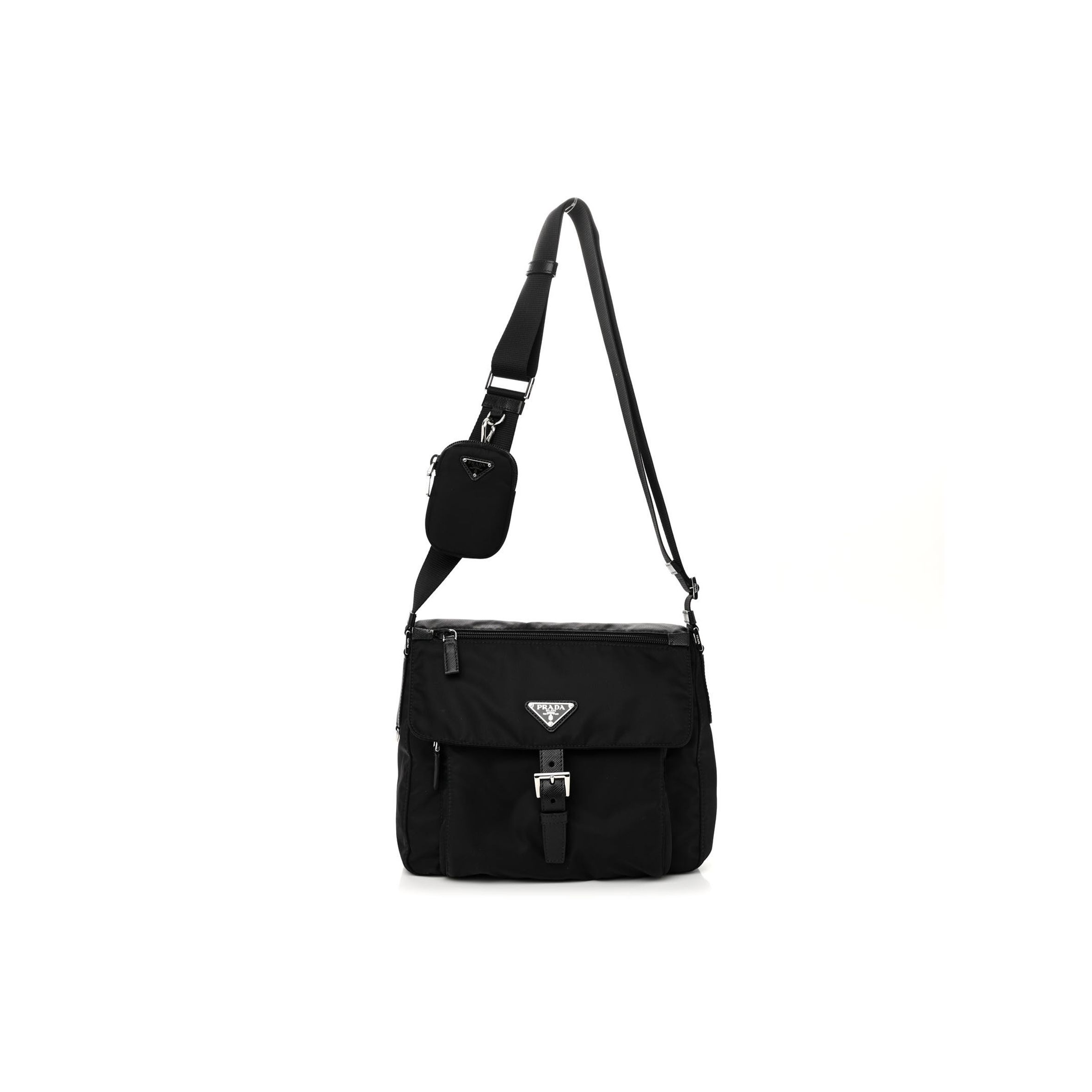 PRADA TESSUTO NYLON VELA RE-EDITION SHOULDER BAG BLACK (25*21*10cm)