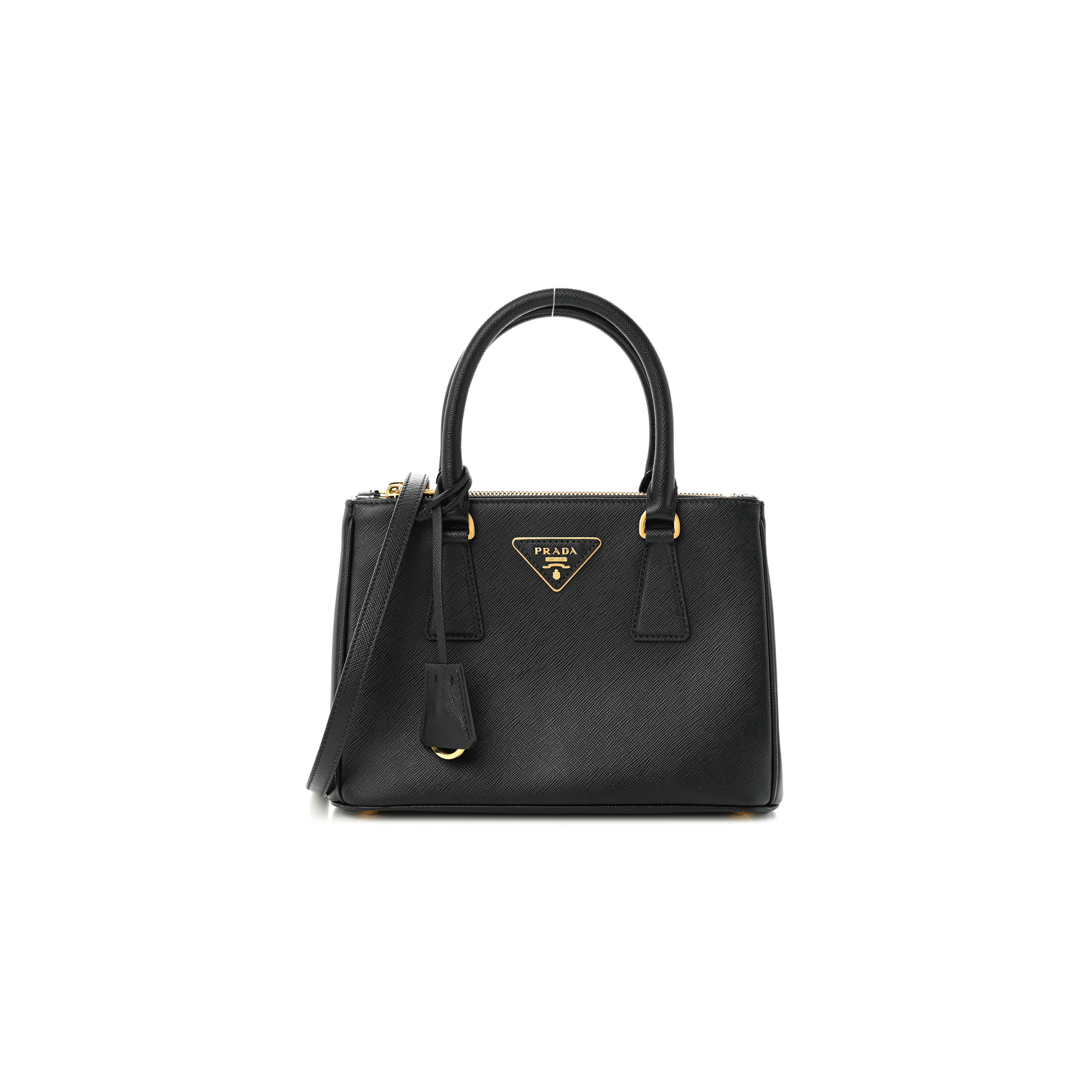 PRADA SAFFIANO MINI GALLERIA DOUBLE ZIP TOTE BLACK (24*17*11cm)