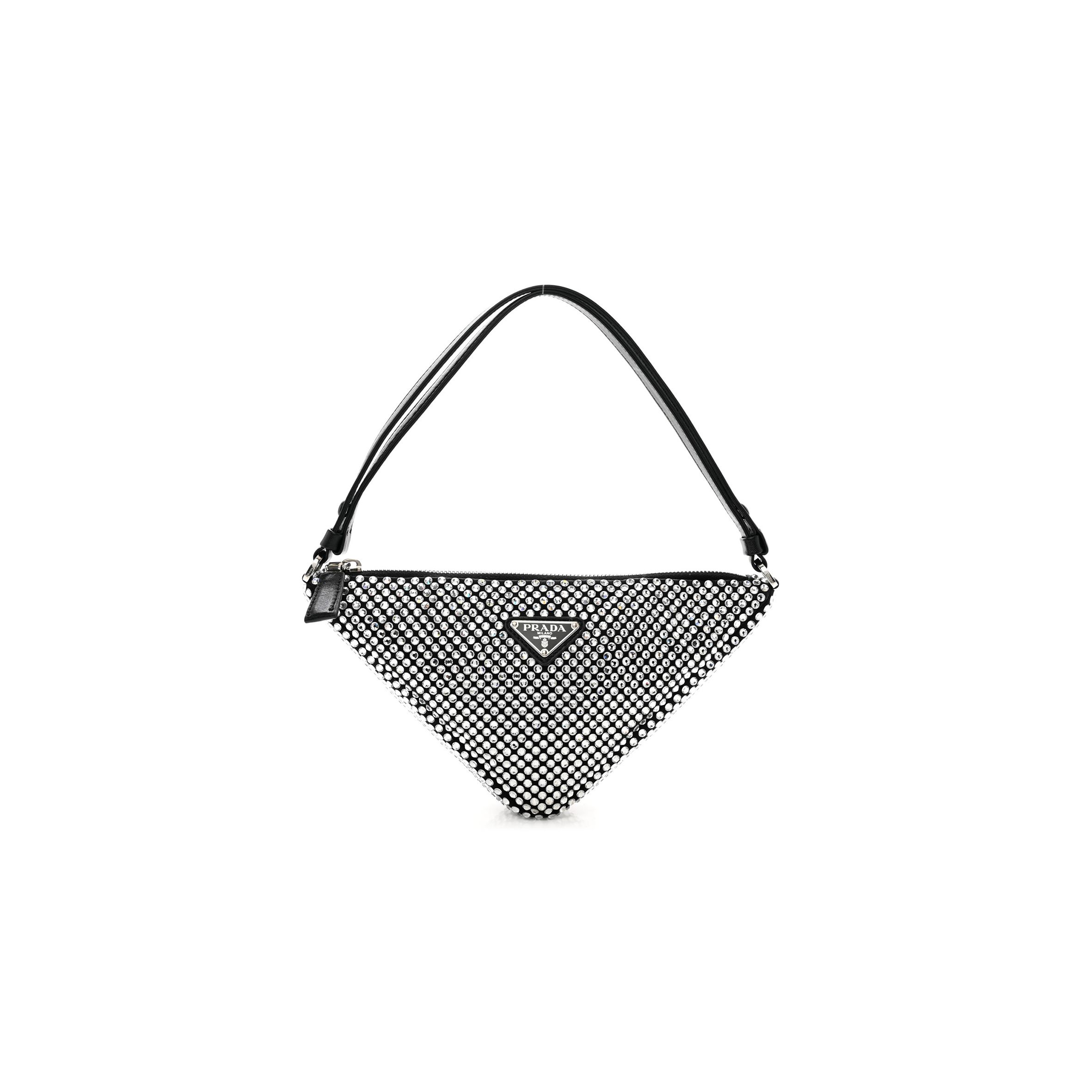 PRADA SATIN CRYSTAL TRIANGLE POUCH CRISTAL (26*15*6m)