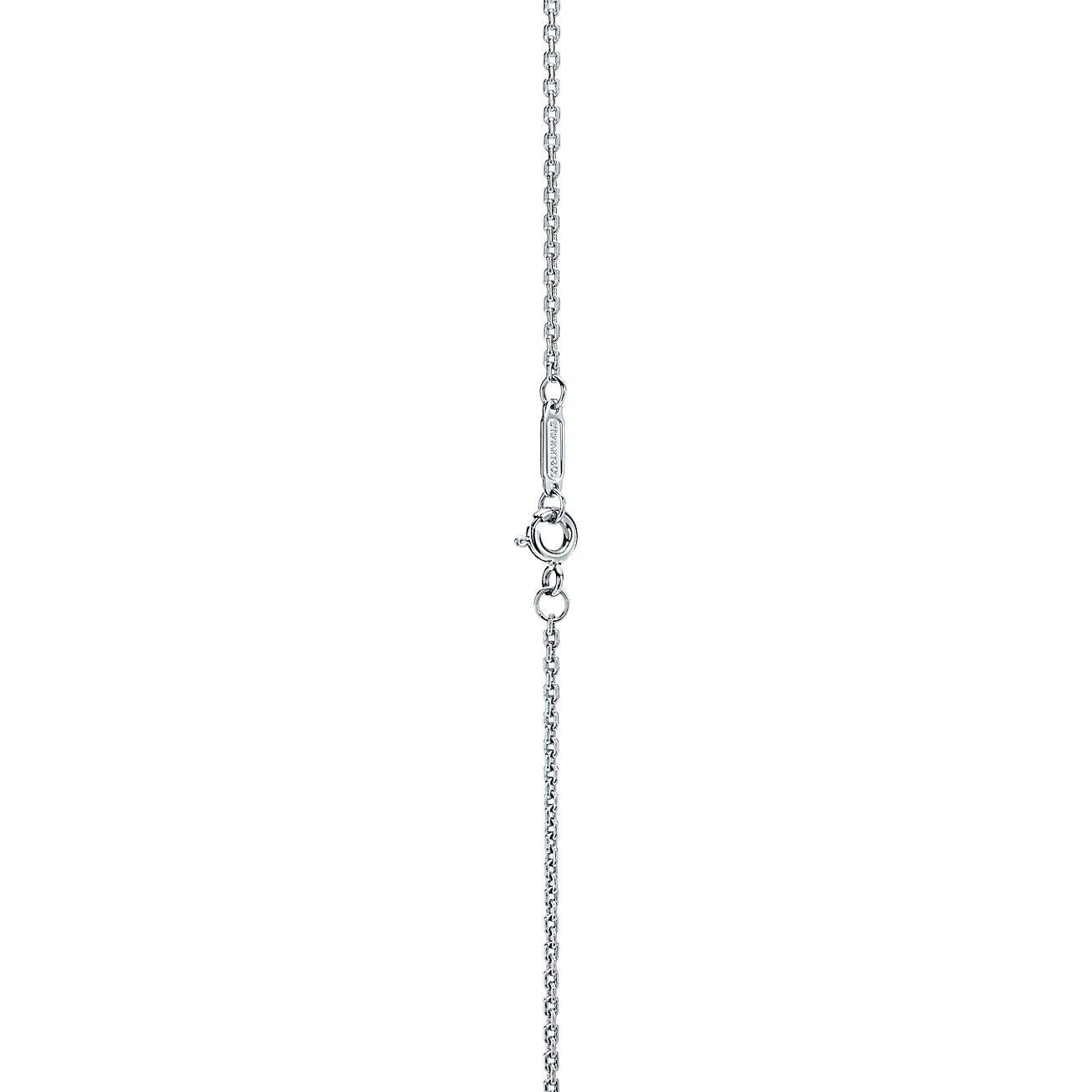 Tiffany T Diamond and Turquoise Station Necklace in 18k White Gold, 34