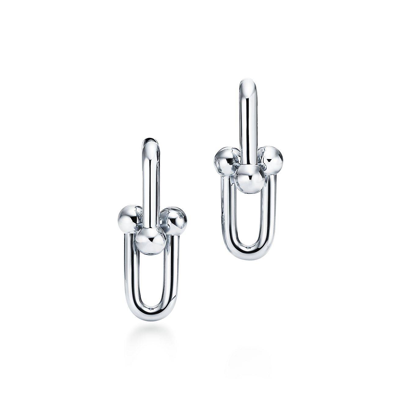 TIFFANY HARDWEAR LINK EARRINGS IN 18K WHITE GOLD, SMALL