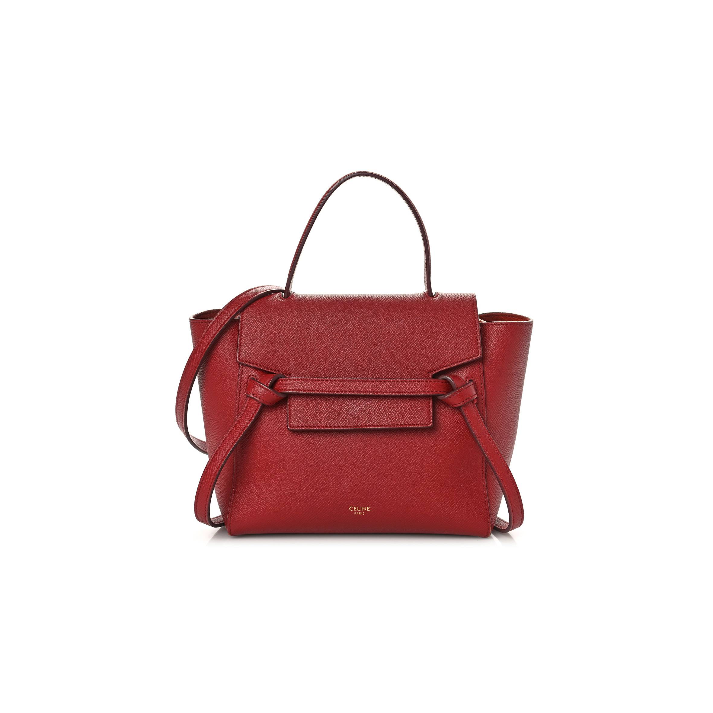 CELINE GRAINED CALFSKIN NANO BELT BAG RUBY (20*19*11cm)