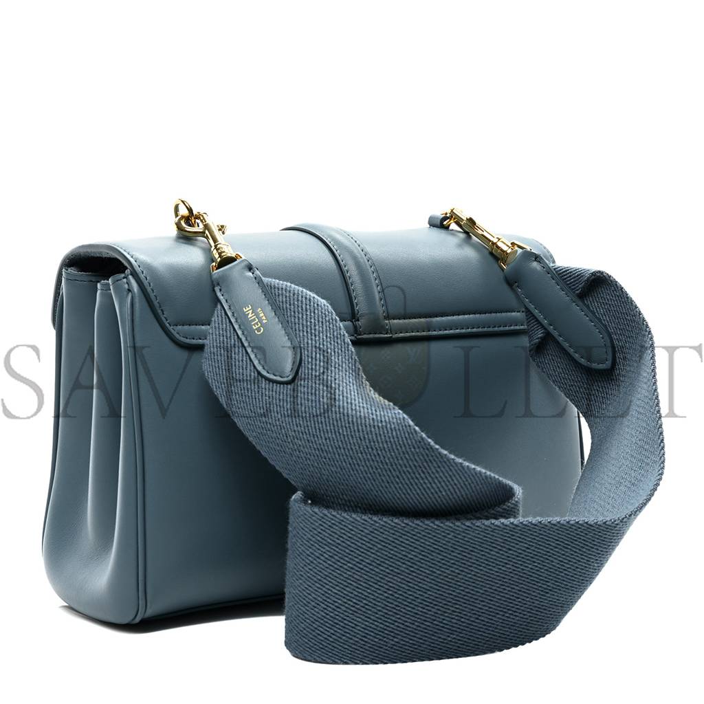 CELINE SMOOTH CALFSKIN TEEN SOFT 16 SHOULDER BAG BLUE GREY (24*17*8cm)