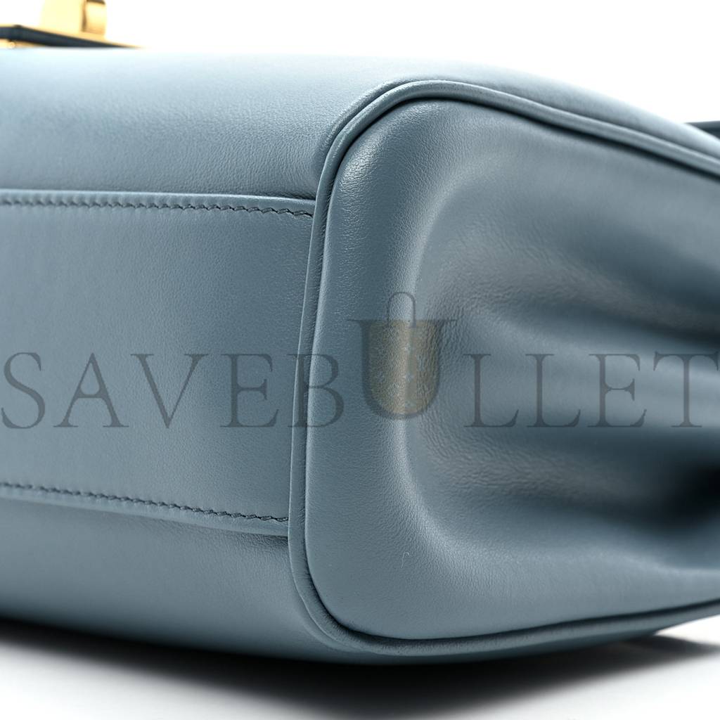 CELINE SMOOTH CALFSKIN TEEN SOFT 16 SHOULDER BAG BLUE GREY (24*17*8cm)