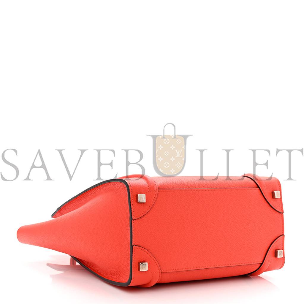 CELINE DRUMMED CALFSKIN MICRO LUGGAGE VERMILLION (27*26*13cm)