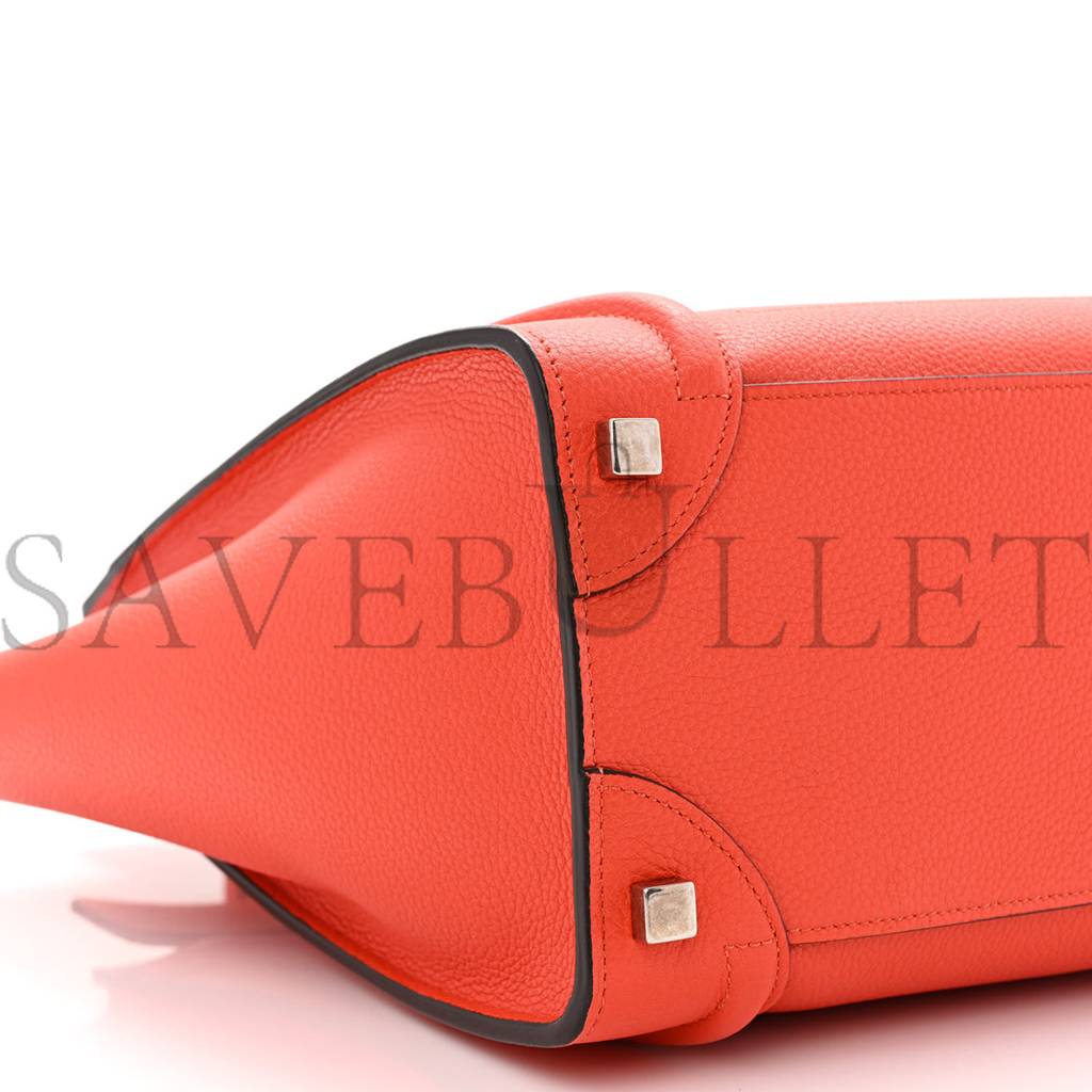 CELINE DRUMMED CALFSKIN MICRO LUGGAGE VERMILLION (27*26*13cm)