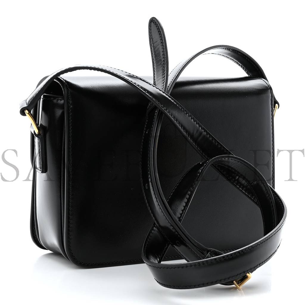 CELINE SHINY CALFSKIN TEEN TRIOMPHE BLACK (18*13*8cm)