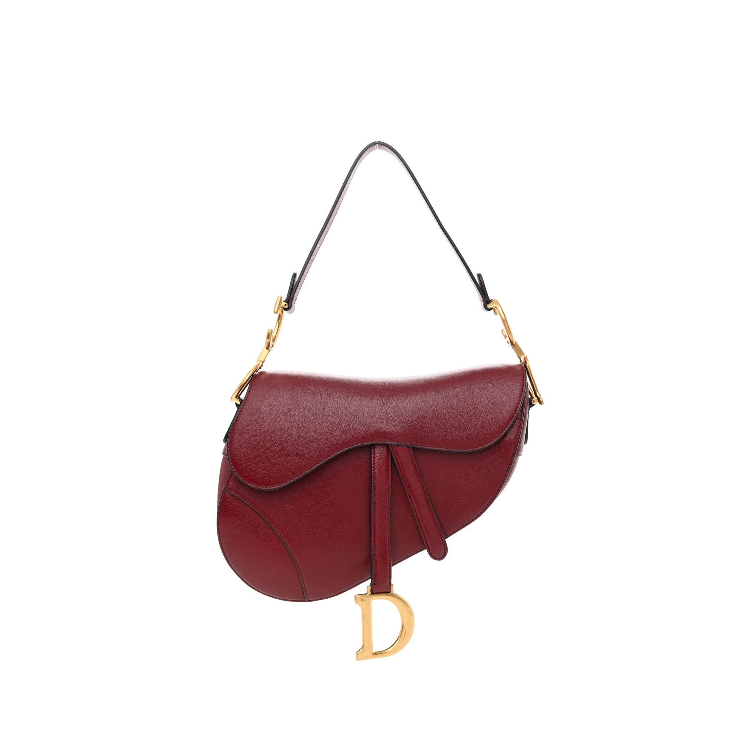 DIOR GRAINED CALFSKIN SADDLE BAG RED (23*20*7cm)