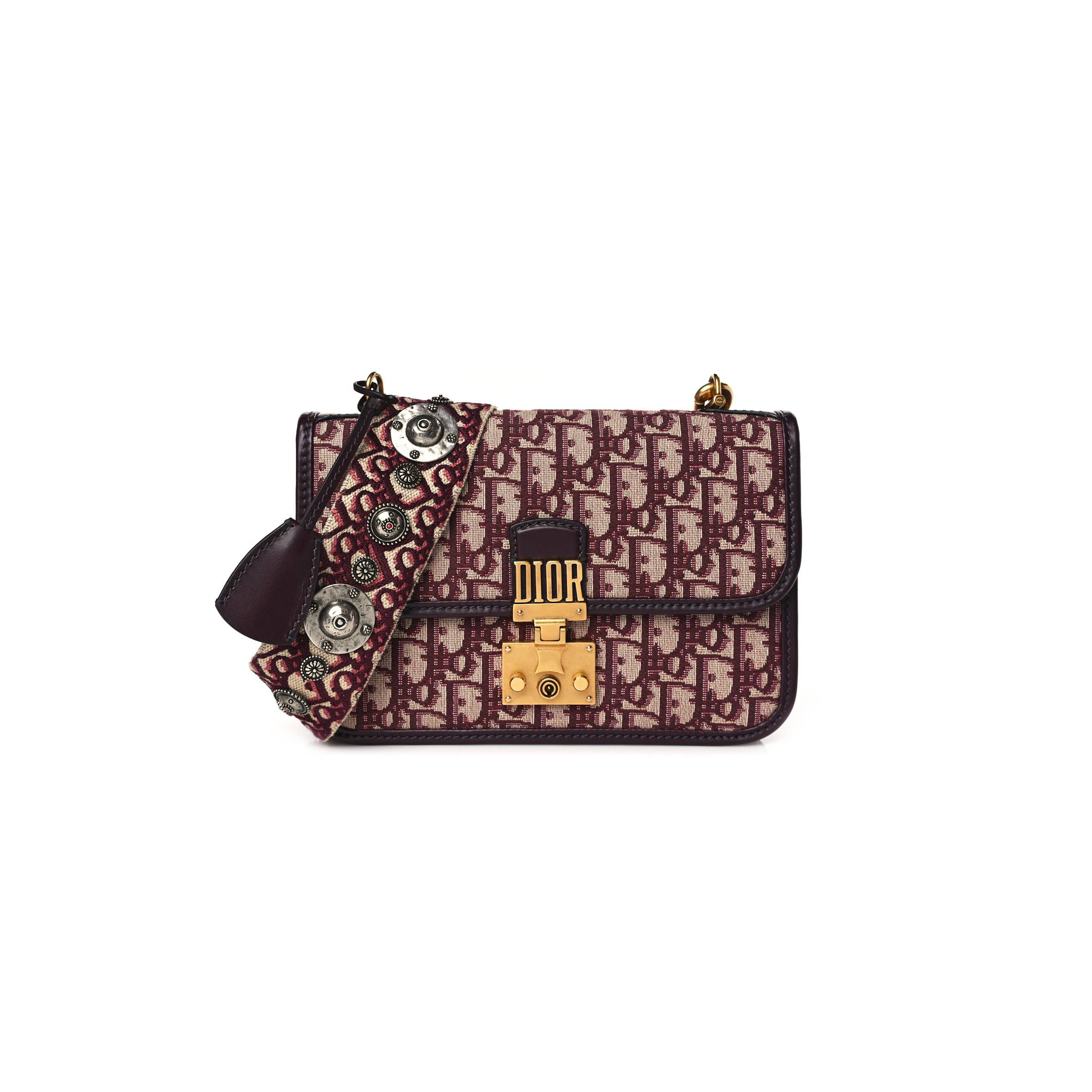 DIOR OBLIQUE DIORADDICT FLAP BAG BURGUNDY (24*17*5.1cm)