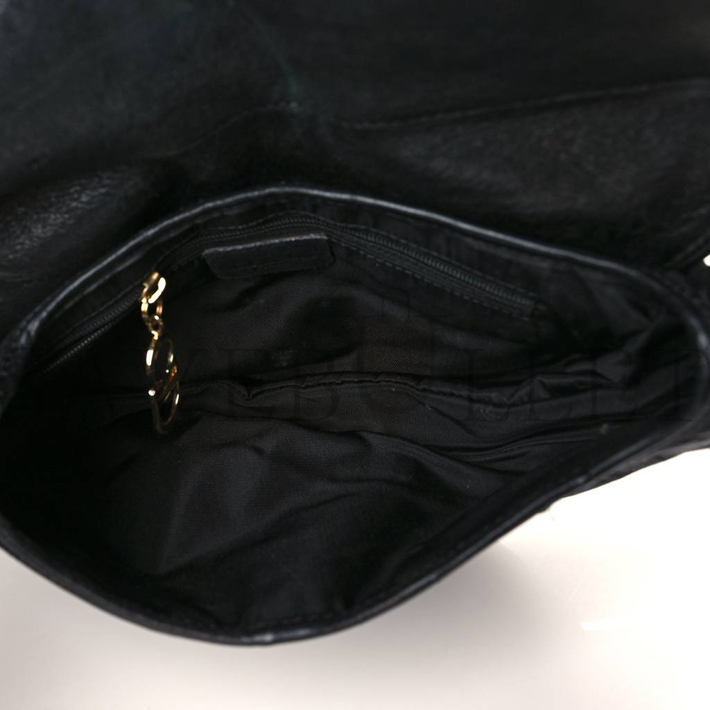 DIOR SHINY GOATSKIN SADDLE BAG BLACK (25*19*3.8cm)