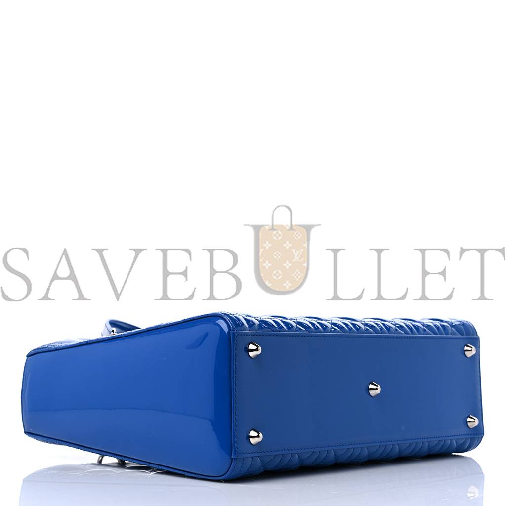 DIOR PATENT CANNAGE LARGE LADY DIOR BLUE (32*25*11.4cm)