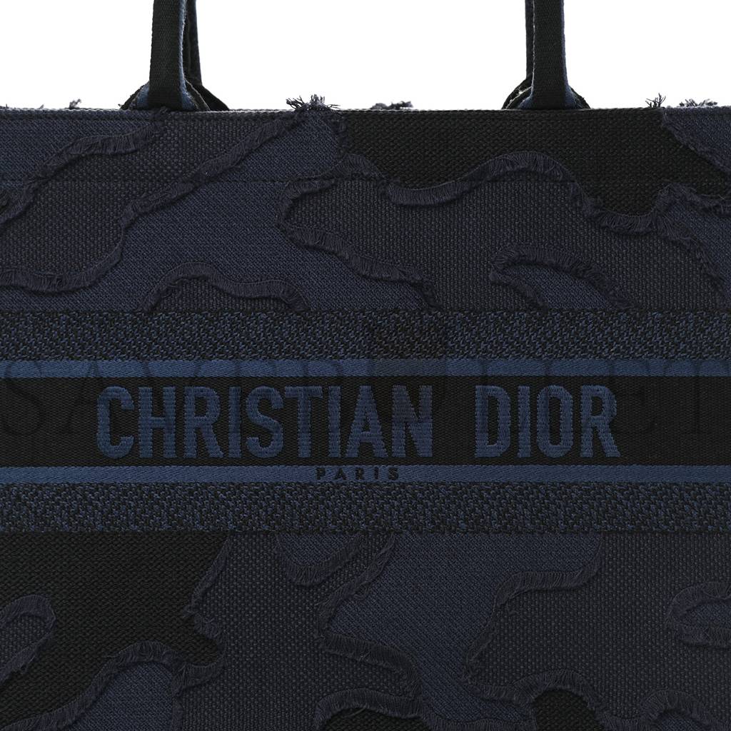 DIOR CANVAS EMBROIDERED CAMOUFLAGE BOOK TOTE BLUE (36*27*16.5cm)