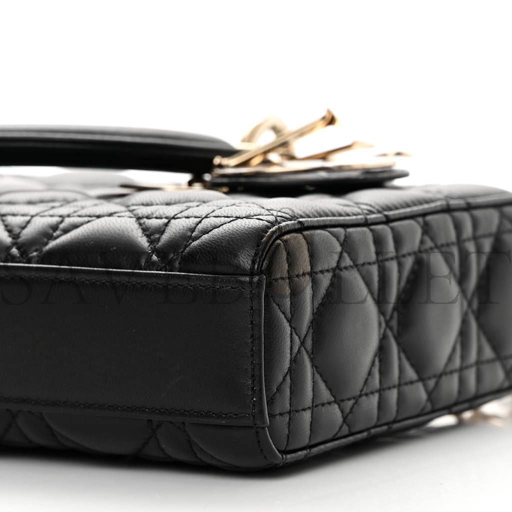 DIOR LAMBSKIN CANNAGE LADY D-JOY BLACK (25*14*5.7cm)