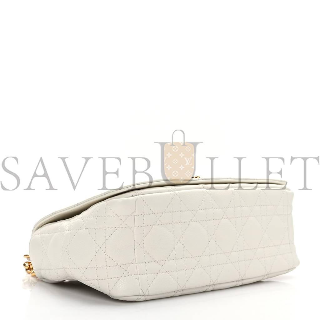 DIOR SUPPLE CALFSKIN CANNAGE MEDIUM CARO BAG IVORY (25*15*8.9cm)