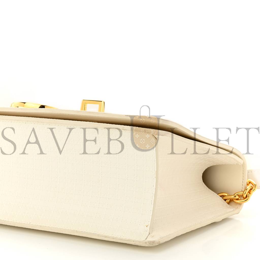 DIOR PATENT MICRO-CANNAGE 30 MONTAIGNE CHAIN FLAP BAG WHITE (25*15*8.3cm)