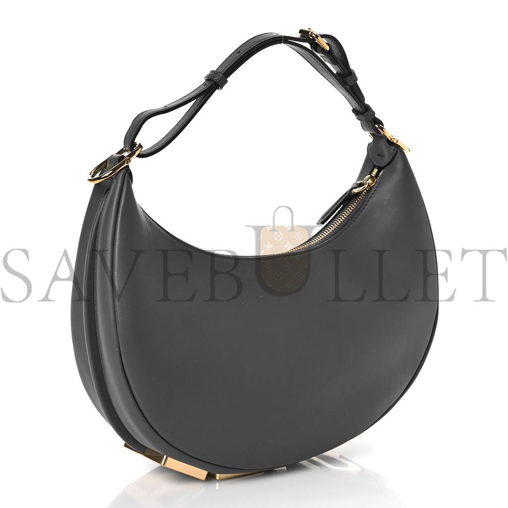 FENDI VITELLO GRACE MATTE SMALL FENDIGRAPHY HOBO BAG ANTHRACITE (27*17*9cm)